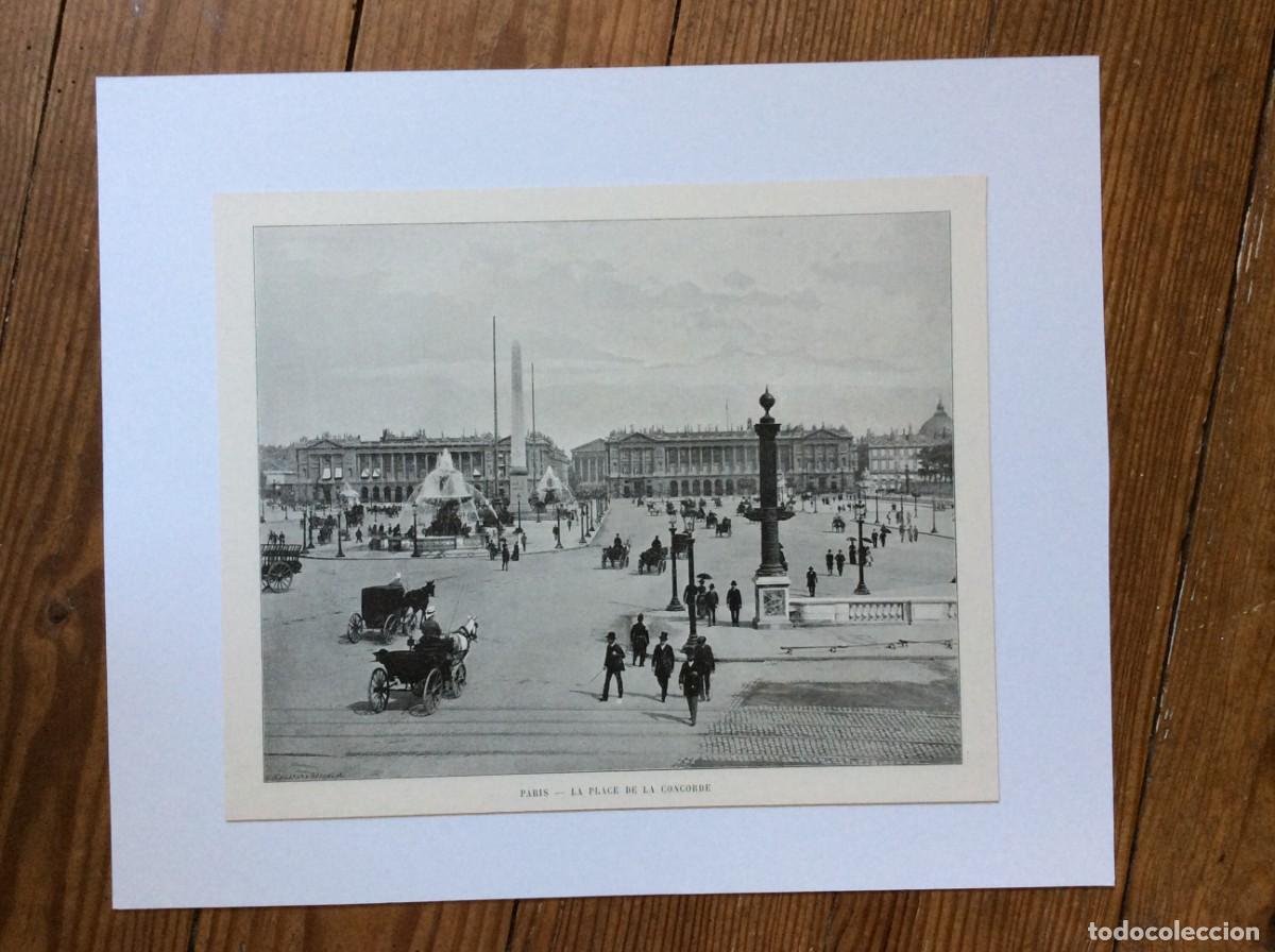 Arte: Paris. La Place de la Concorde. L&aacute;mina Fotogr. monocrom&aacute;tica de 18??