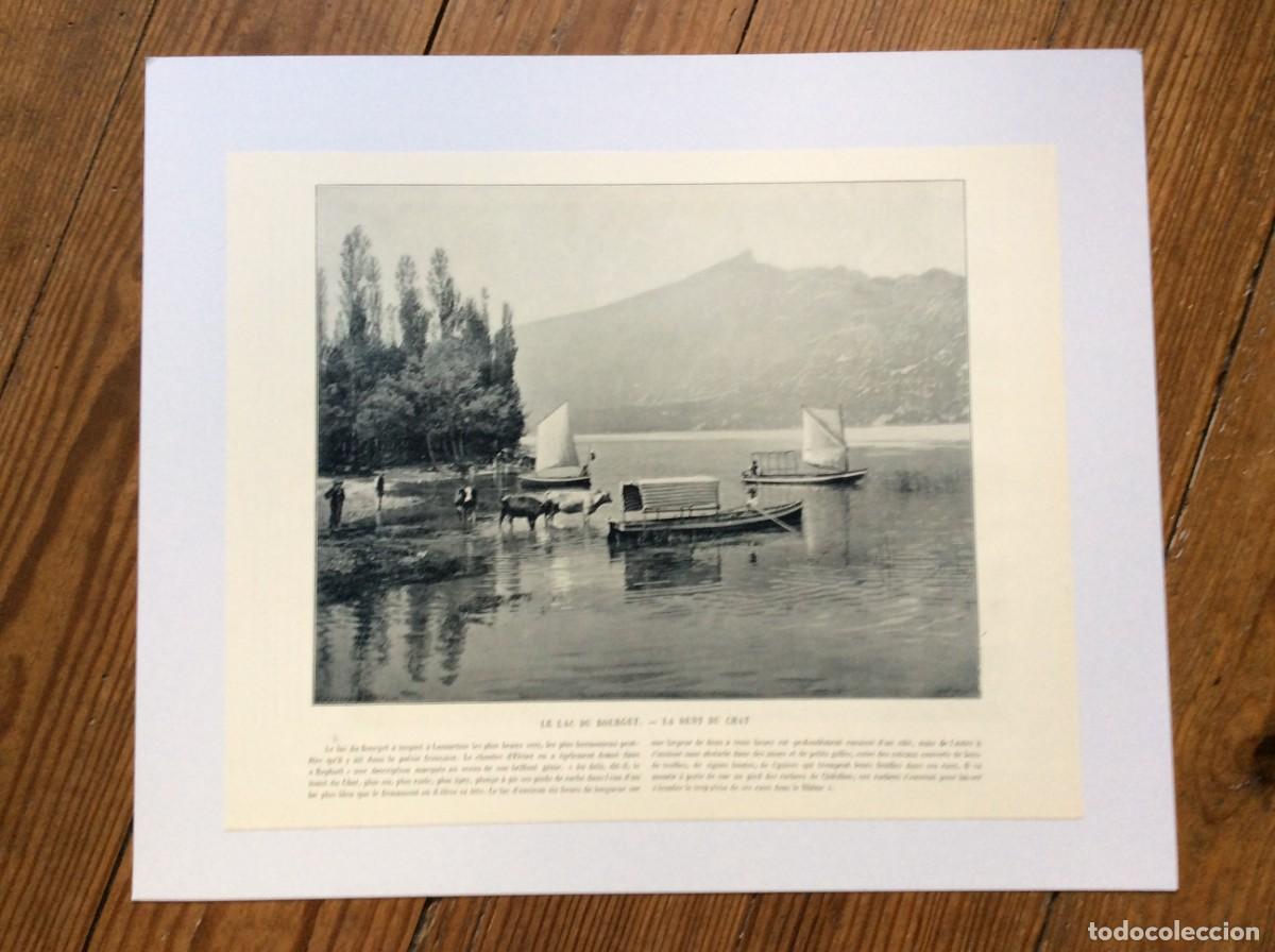 Arte: Le Lac du Bourget - La Dent du Chat - Estampa fotogr. monocrom&aacute;tica do s&eacute;culo XIX. Lind&iacute;ssima