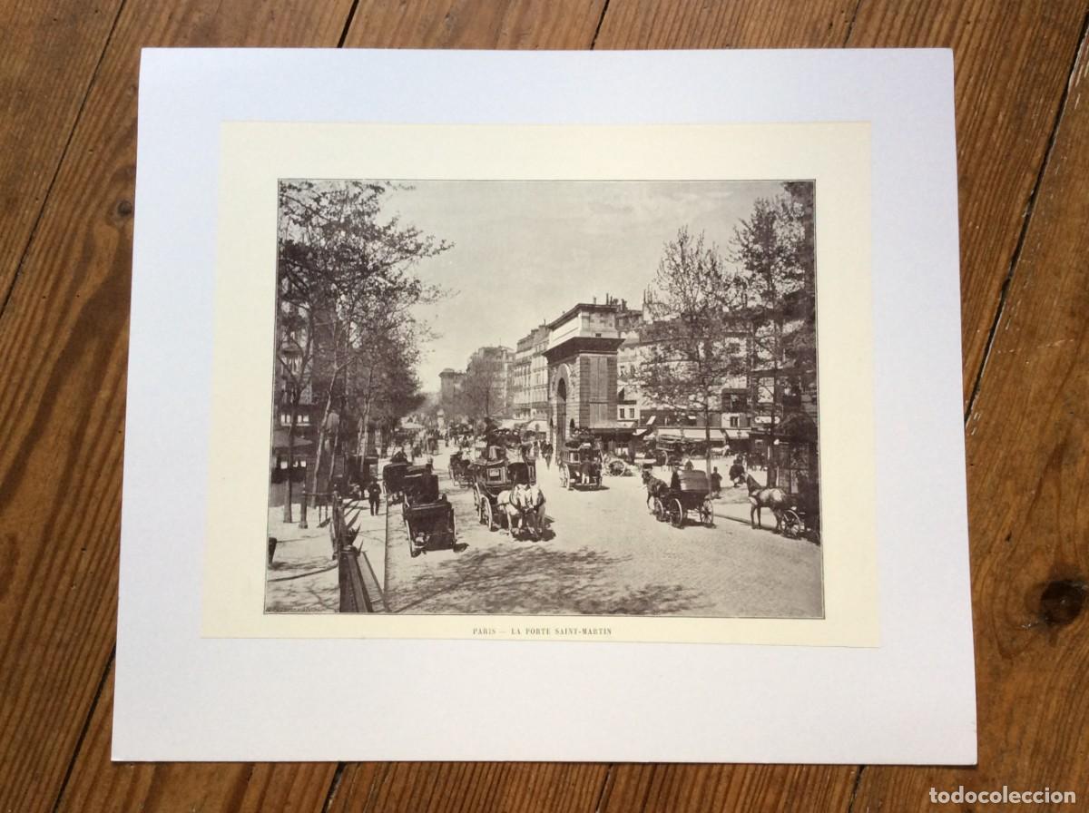 Arte: Paris - La porte Saint - Martin. Estampa Fotogr&aacute;fica monocrom&aacute;tica do s&eacute;culo XIX