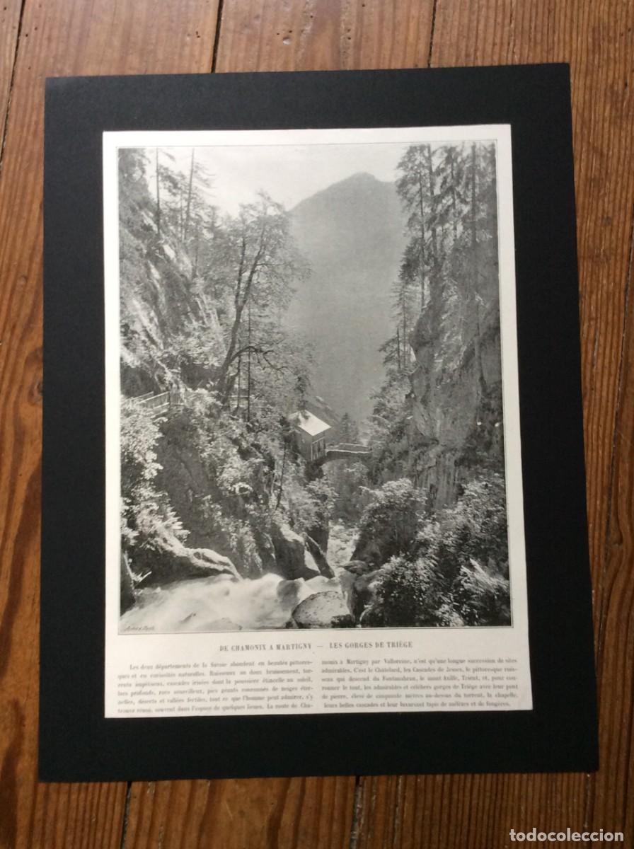 Arte: De Chamonix a Martigny - Les Gorges de Tri&egrave;ge. L&aacute;mina fotogr. monocrom&aacute;tica do s&eacute;c. XIX.
