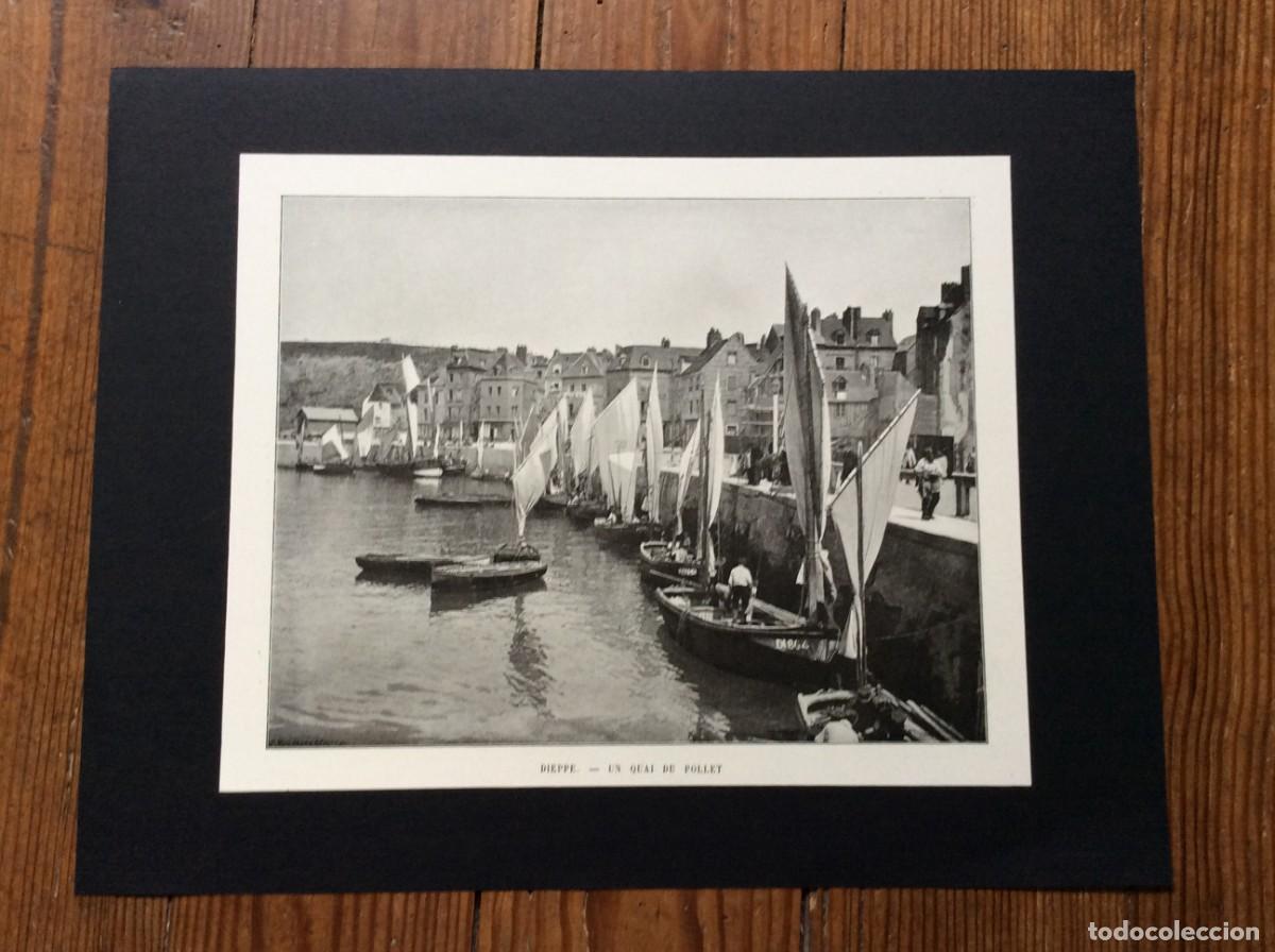 Arte: Dieppe - Un quai du Pollet. L&aacute;mina Fotogr. monocrom&aacute;tica do s&eacute;culo XIX. Envio gr&aacute;tis