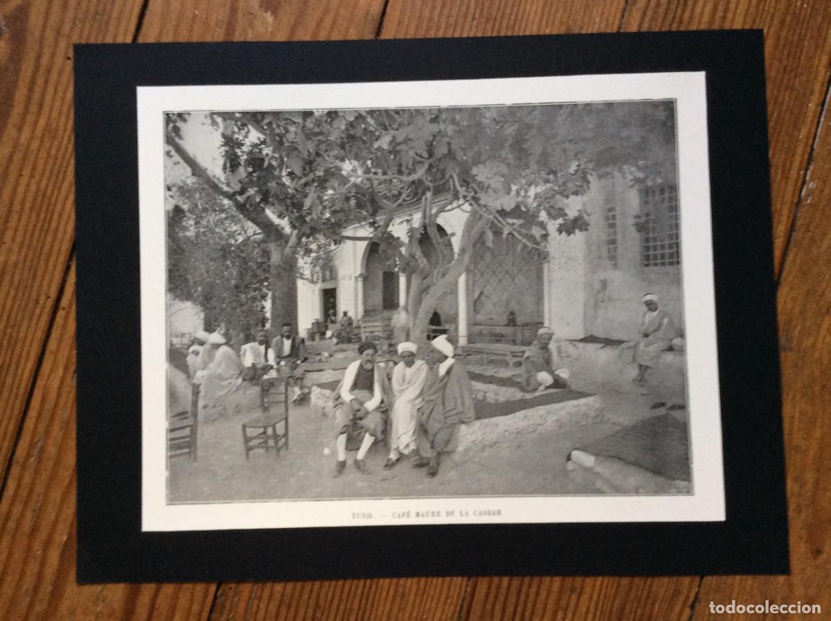 Arte: Tunis - Caf&eacute; Maure de la Casbah. L&aacute;mina Fotogr&aacute;fica monocrom&aacute;tica do s&eacute;culo XIX. Envio gr&aacute;tis