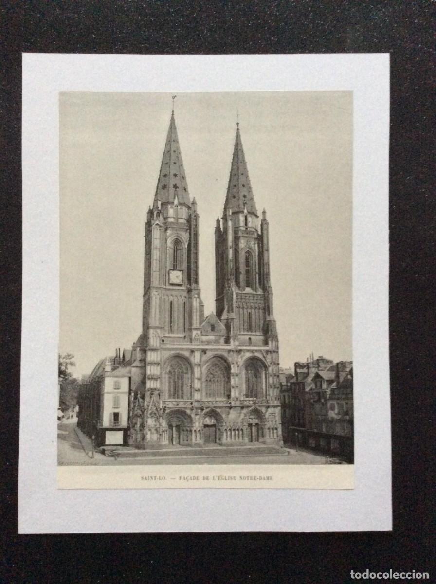 Arte: Saint - Lo - Fa&ccedil;ade de l&acute;Eglise Notre - Dame. Fotografia monocrom&aacute;tica do s&eacute;culo XIX