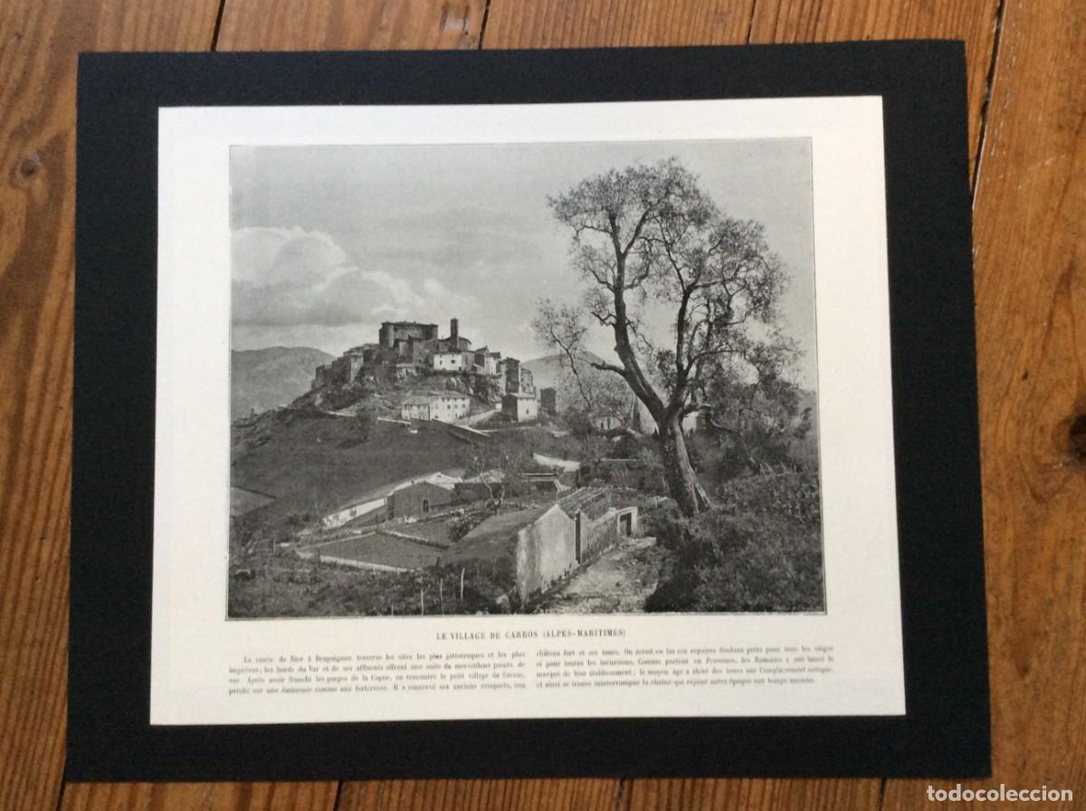 Arte: Le Village de Carros ( Alpes - Maritimes ) -L&aacute;mina fotogr. monocrom&aacute;tica do s&eacute;c. XIX