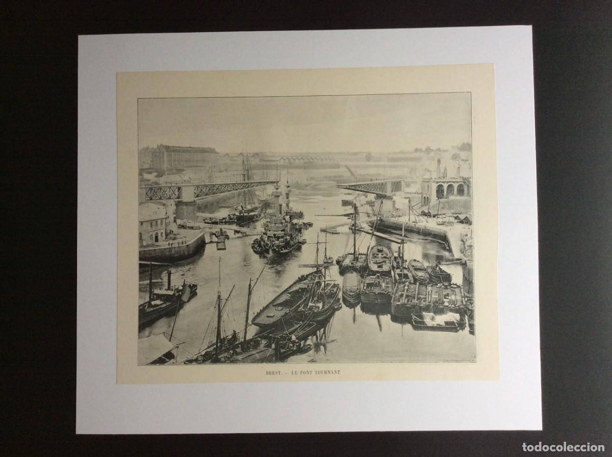 Arte: Brest - Le Pont Tournant. Fotogr. monocrom&aacute;tica do s&eacute;c. XIX. Lind&iacute;ssimo exemplar. Envio gr&aacute;tis