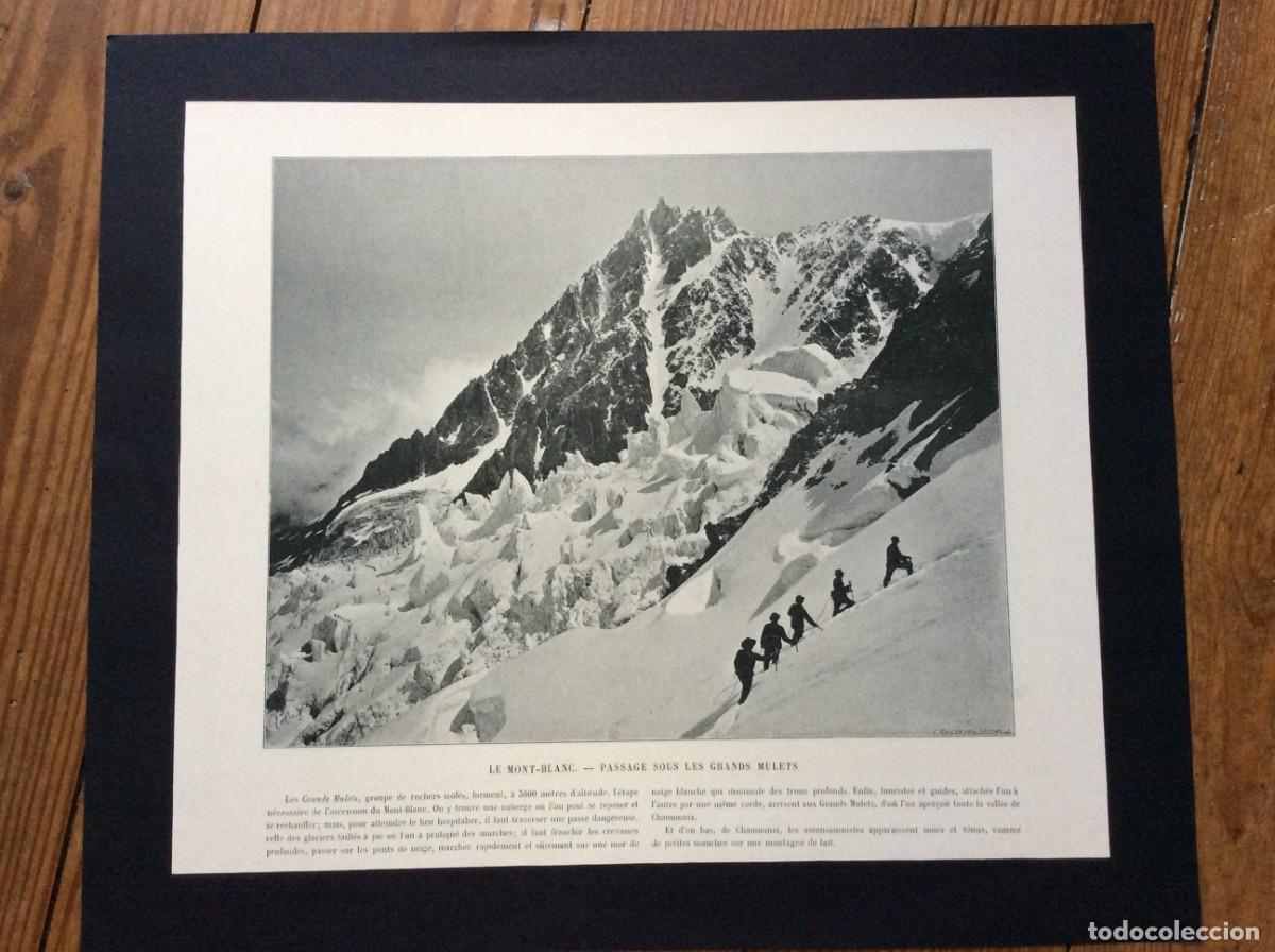 Arte: Le Mont- Blanc - Passage sous les grands mulets. L&aacute;mina fotogr. monocrom&aacute;tica do s&eacute;c. XIX
