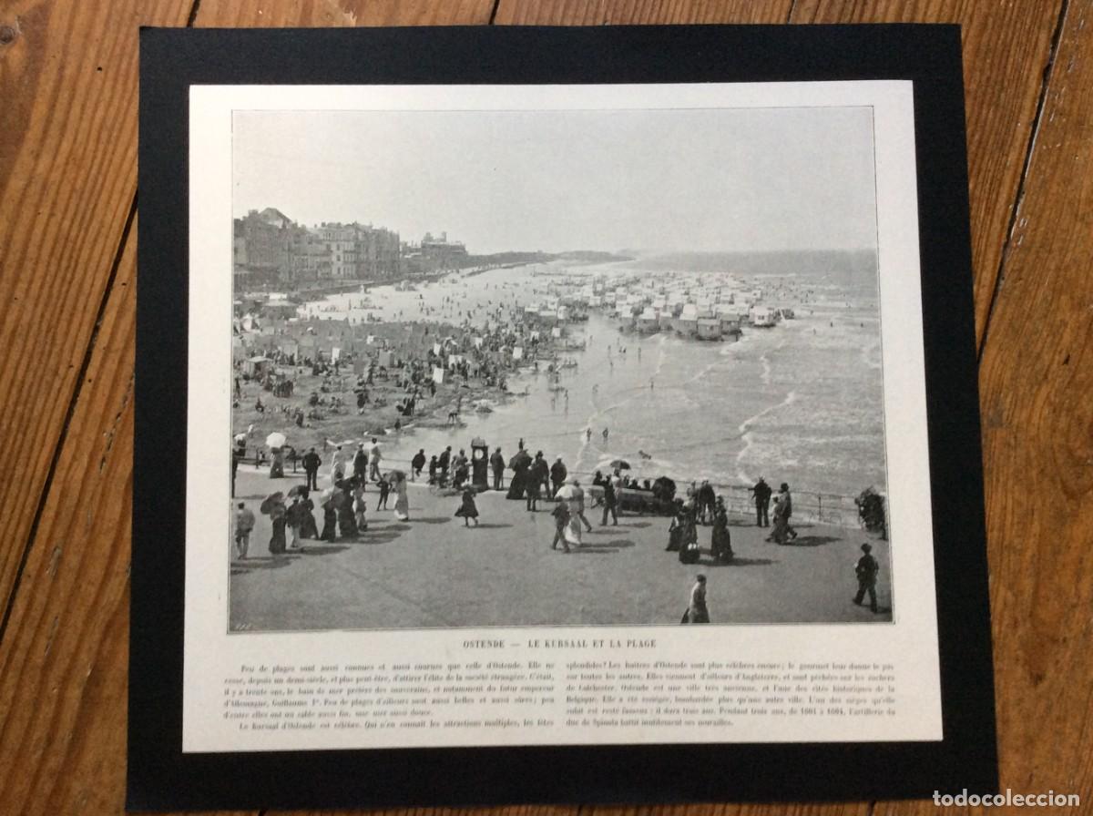 Arte: Ostende - Le Kursaal et la plage - L&aacute;mina fotogr. monocrom. do s&eacute;culo XIX. Envio gr&aacute;tis