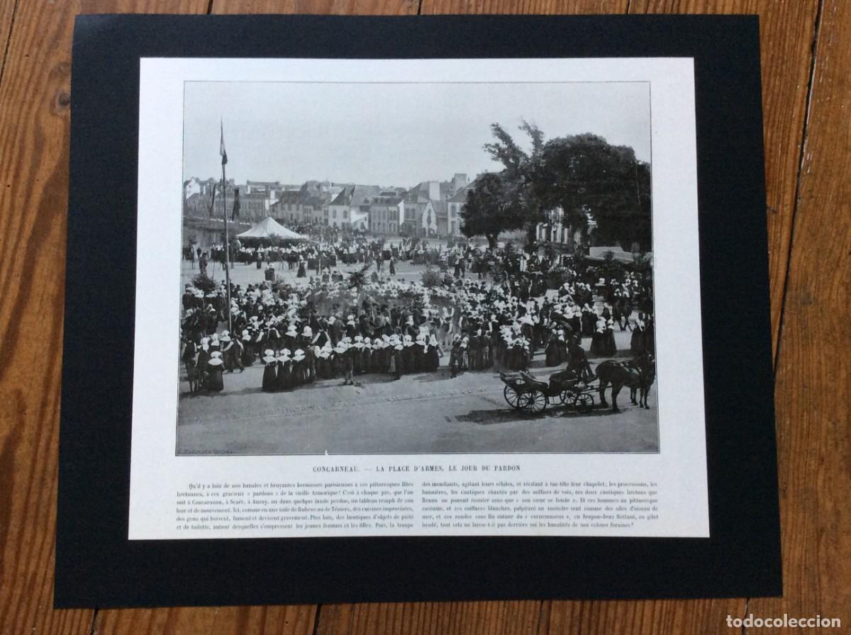Arte: Concarneau - La place d&acute;armes, le jour du Pardon. L&aacute;mina fotogr. monocrom&aacute;tica do s&eacute;culo XIX