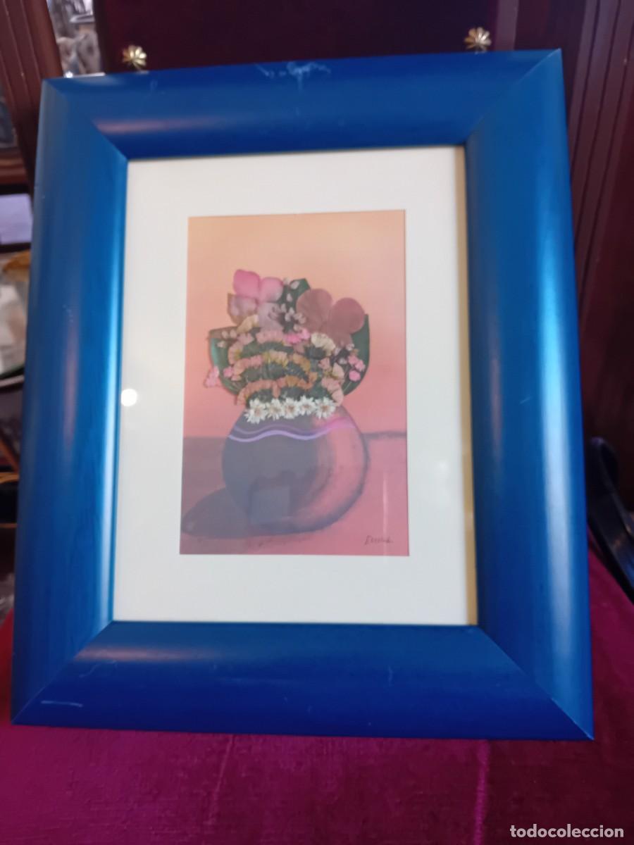Arte: Jarr&oacute;n con flores secas, firmado:Escriv&aacute;.