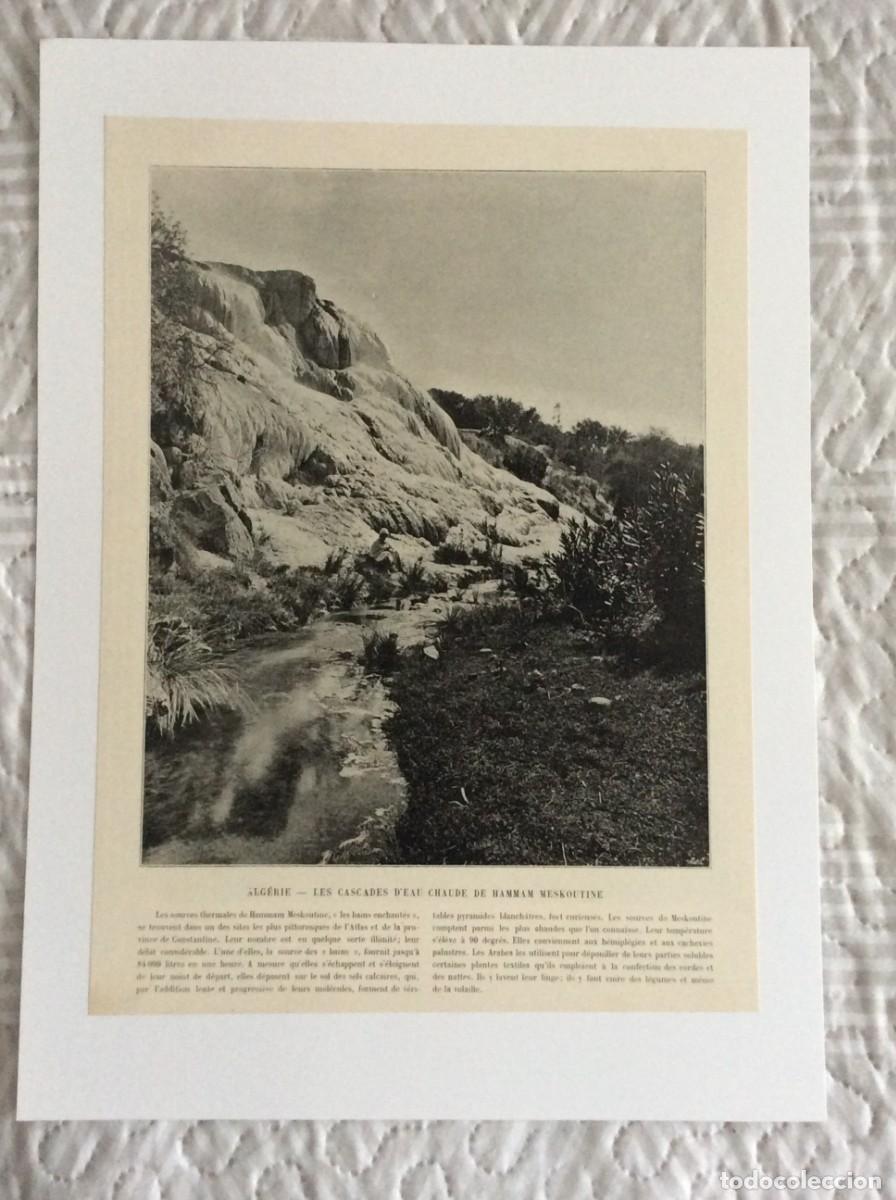 Arte: L&aacute;mina fotogr. monocrom&aacute;tica do s&eacute;culo XIX - Alg&eacute;rie - Les cascades d&acute;eau chaude de Hammam Meskoutin