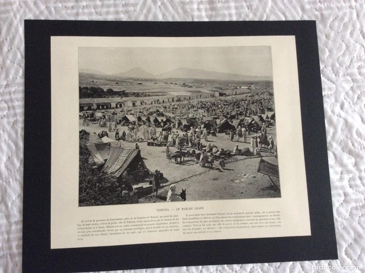 Arte: Tabessa - Le march&eacute; Arabe. L&aacute;mina fotogr&aacute;fica monocrom&aacute;tica do s&eacute;culo XIX. Envio gr&aacute;tis