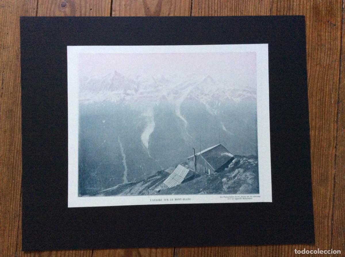 Arte: L&acute;aurore sur le Mont - Blanc. L&aacute;mina fotogr&aacute;fica monocrom&aacute;tica do s&eacute;culo XIX