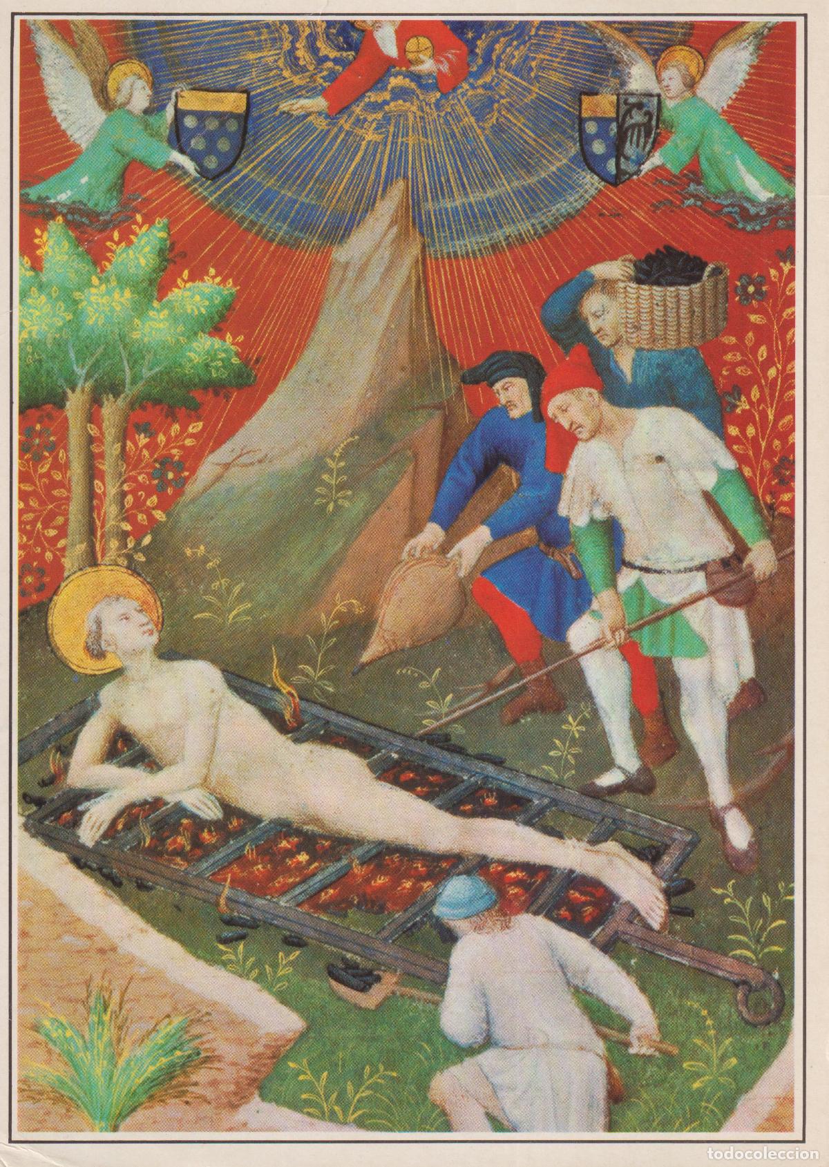 Arte: LAMINA ILUSTRACI&Oacute;N DEL MARTIRIO DE SANTA APOLONIA DEL PINTOR JEAN FOUQUET