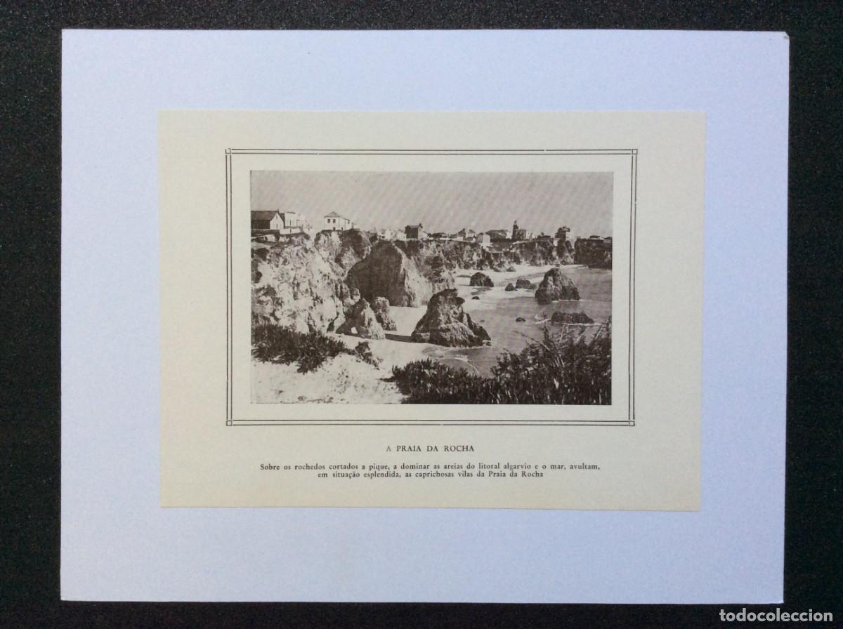 Arte: A praia da Rocha ( Algarve ). L&aacute;mina fotogr. de 194? Envio gr&aacute;tis