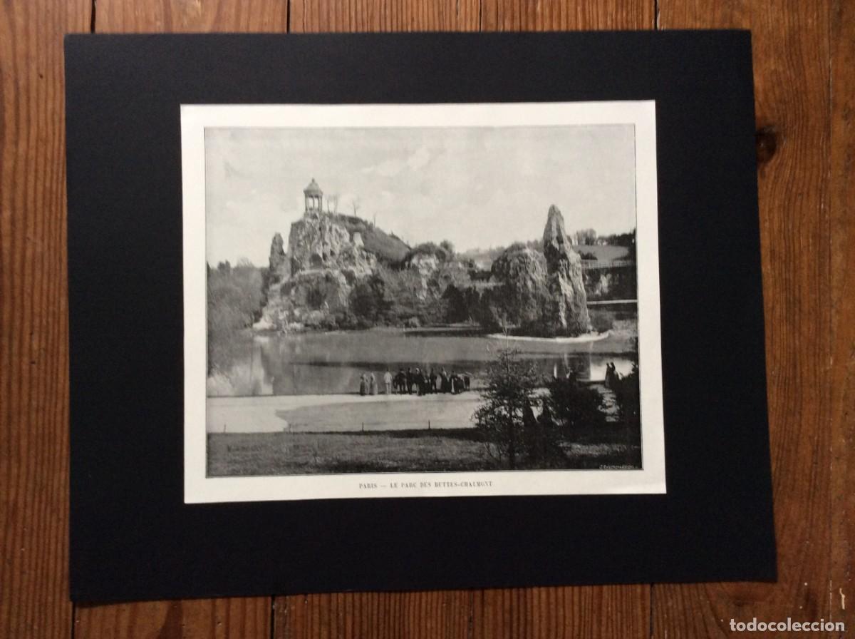 Arte: Paris - Le Parc des Buttes - Chaumont. L&aacute;mina fotogr. monocrom&aacute;tica do s&eacute;c. XIX. Envio gr&aacute;tis