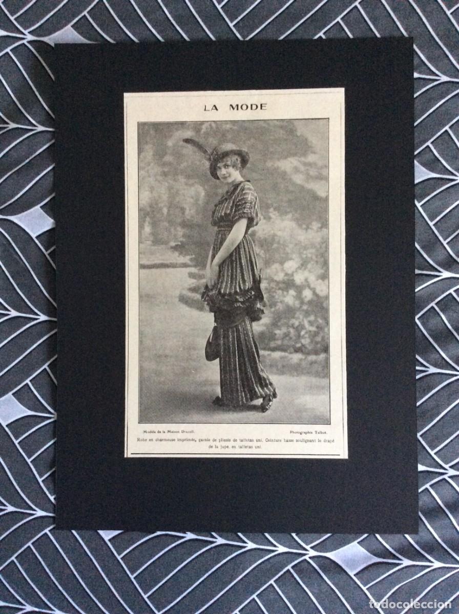 Arte: Tema: Moda. Impress&atilde;o original de 1908. Sur la foto un mod&eacute;le de la Maison Drecoll. Envio gr&aacute;tis