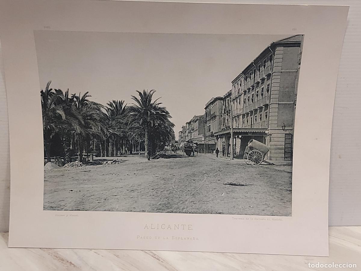 Arte: A&Ntilde;O 1892 !! ALICANTE | PASEO DE LA ESPLANADA | L&Aacute;MINA 27.5x21.5 CM | HAUSER Y MENET