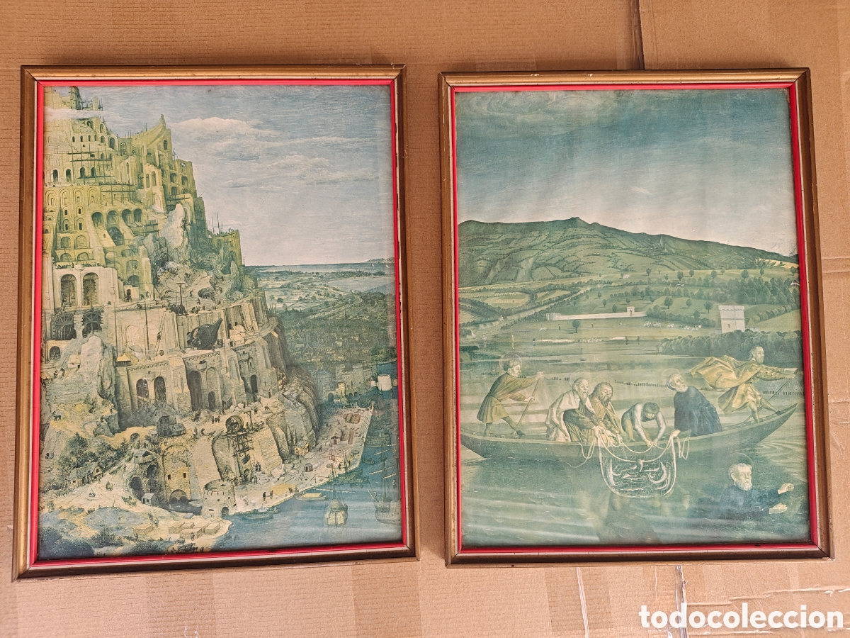 Art: 2 L&aacute;minas enmarcadas La Torre de Babel y La Pesca milagrosa
