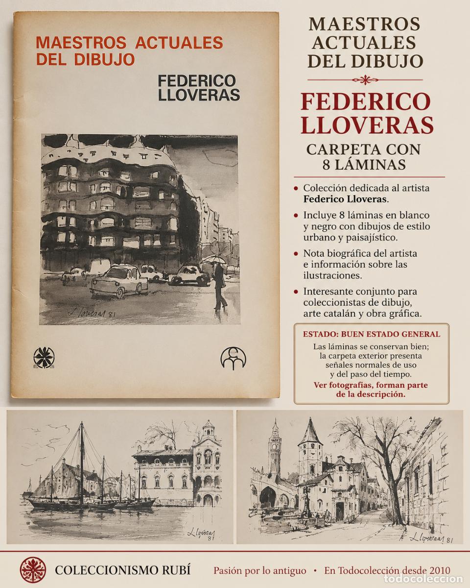 Arte: 1981 | MAESTROS ACTUALES DEL DIBUJO | FEDERICO LLOVERAS | CARPETA CON 8 L&Aacute;MINAS
