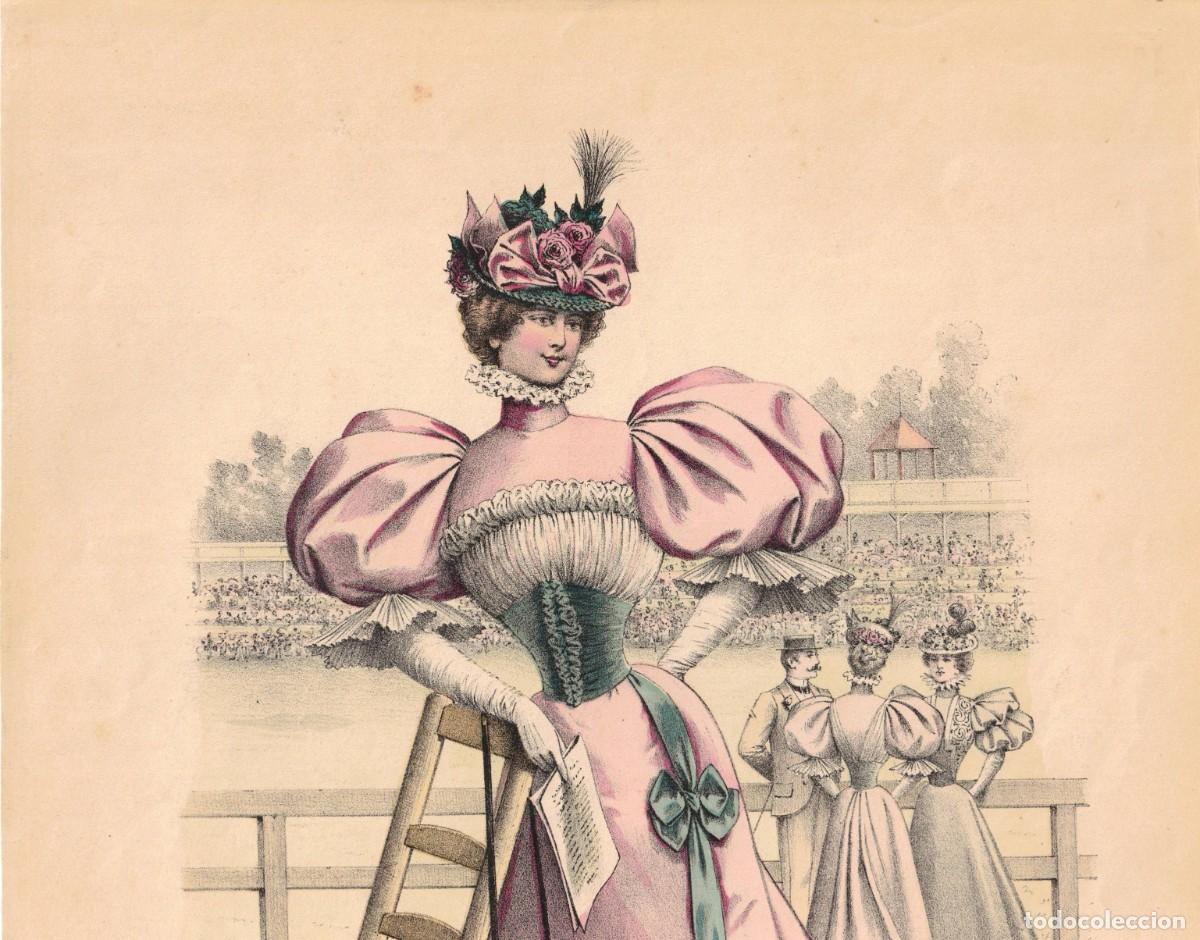 Arte: A&ntilde;o 1896 - La moda elegante ilustrada - Figurin antiguo - Litografia