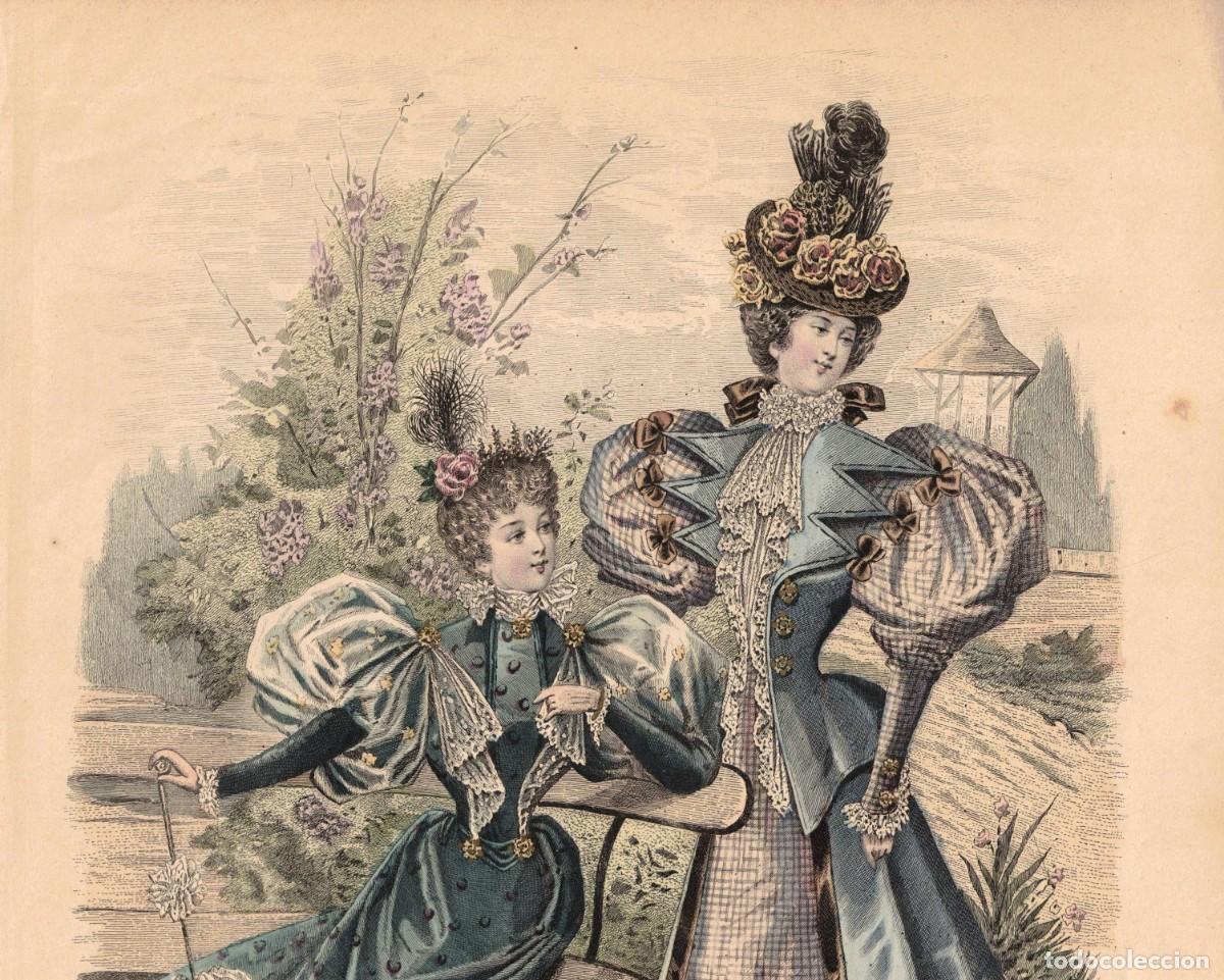 Arte: A&ntilde;o 1896 - La moda elegante ilustrada - Figurin antiguo - Litografia