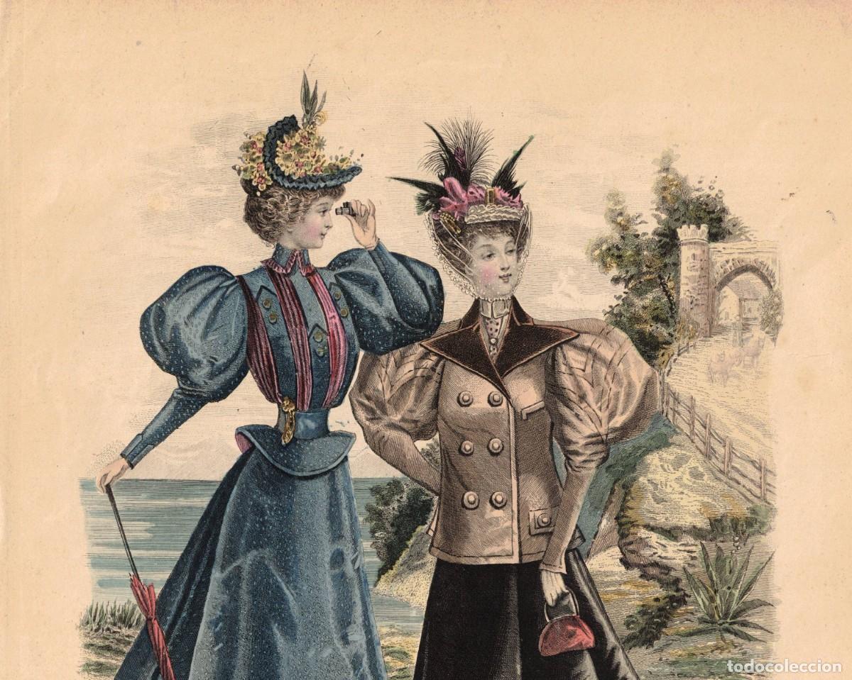 Arte: A&ntilde;o 1896 - La moda elegante ilustrada - Figurin antiguo - Litografia