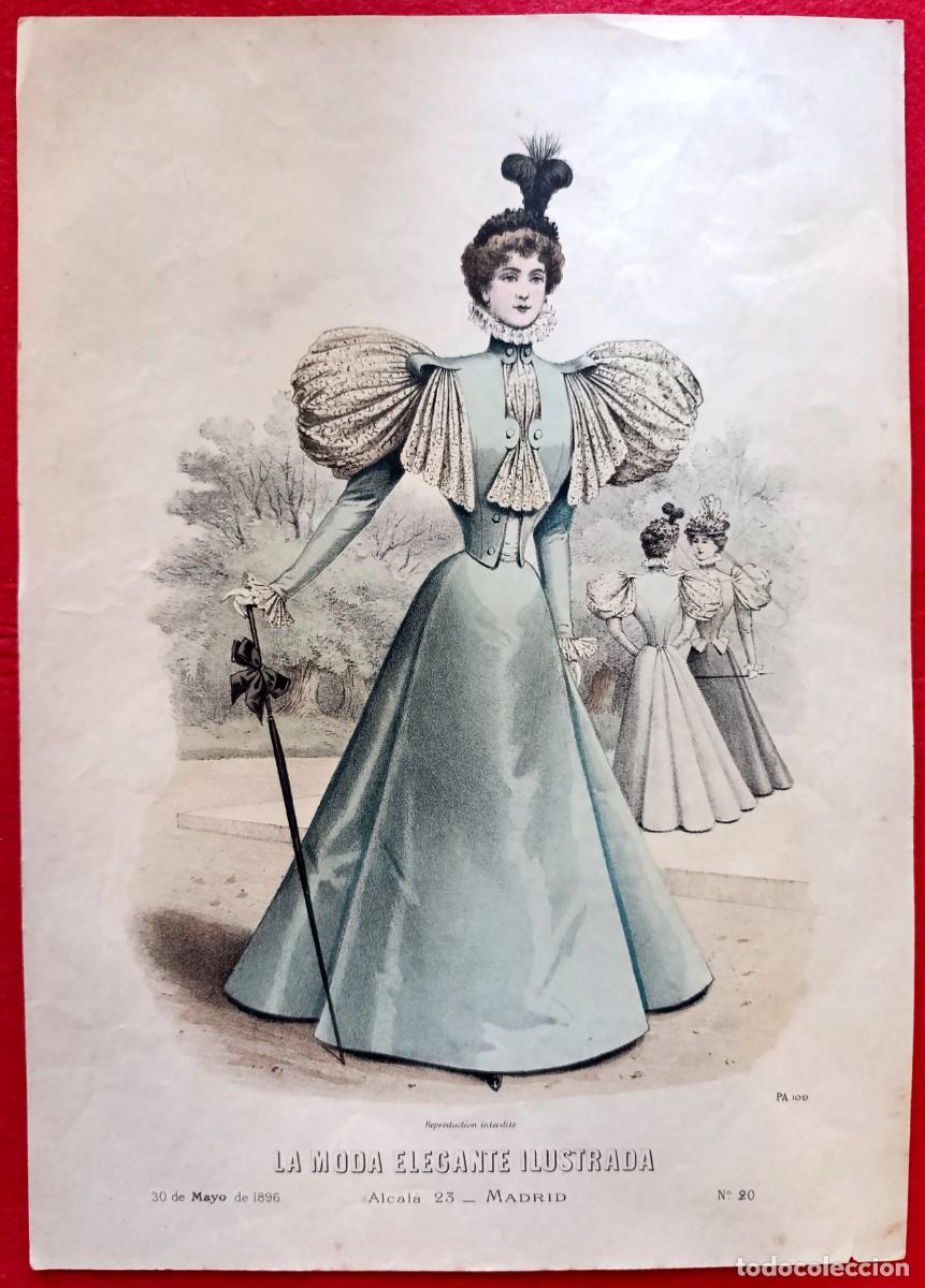 Art: A&ntilde;o 1896 - La moda elegante ilustrada - Figurin antiguo - Litografia
