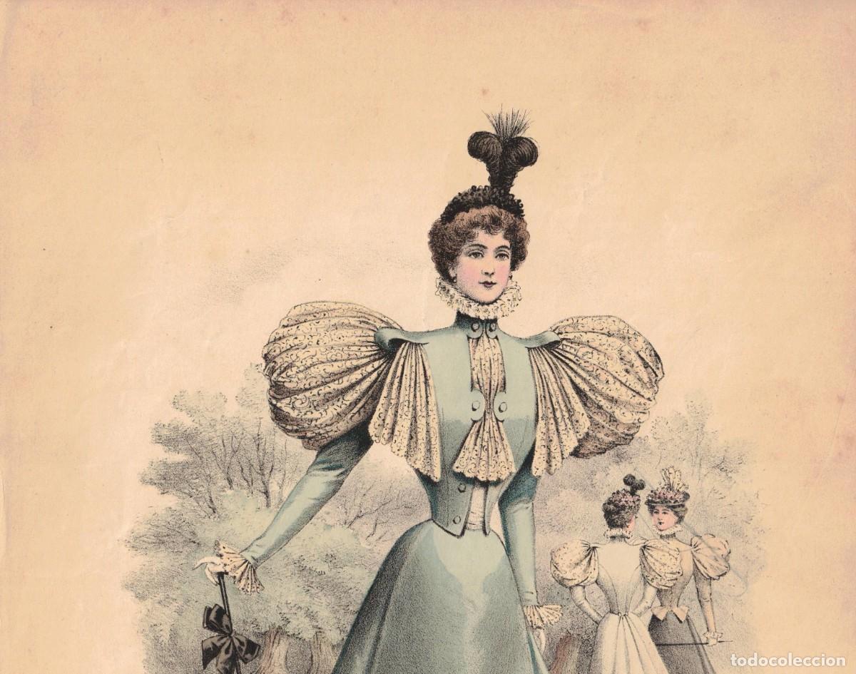 Arte: A&ntilde;o 1896 - La moda elegante ilustrada - Figurin antiguo - Litografia