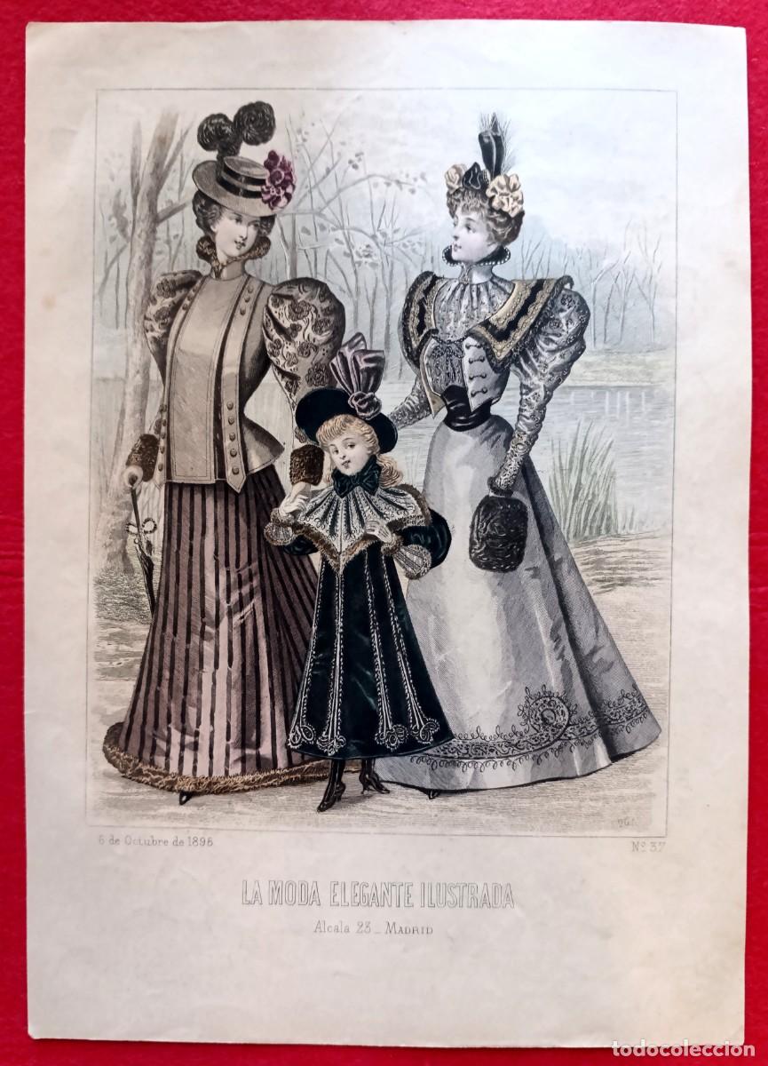 Art: A&ntilde;o 1896 - La moda elegante ilustrada - Figurin antiguo - Litografia