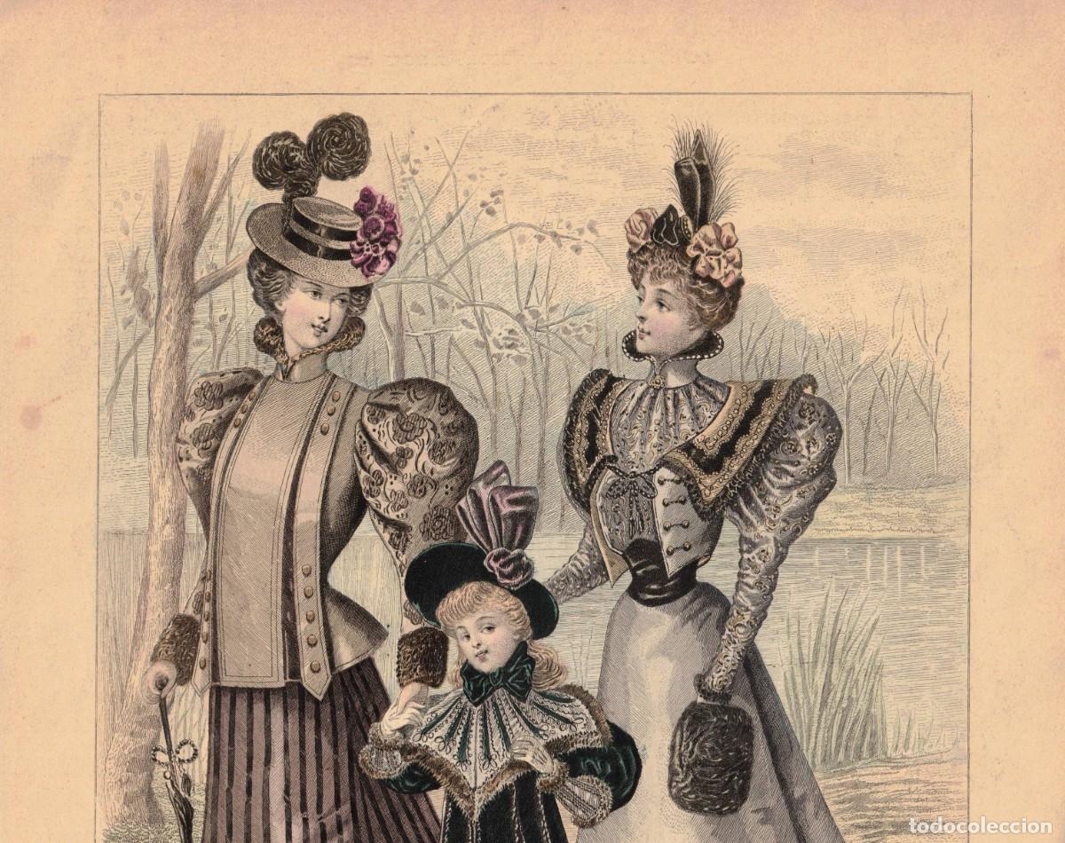 Arte: A&ntilde;o 1896 - La moda elegante ilustrada - Figurin antiguo - Litografia