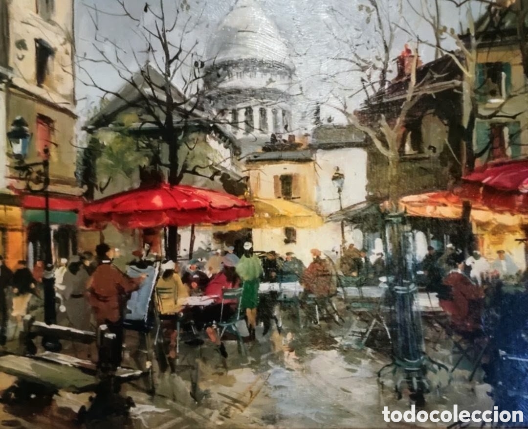 Arte: L&aacute;mina enmarcada, escena de Paris. - Foto 2