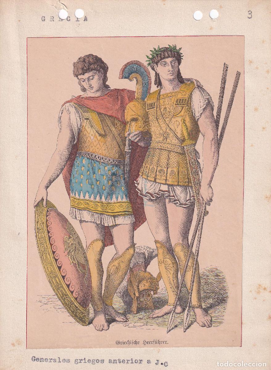 Arte: L&Aacute;MINA COLOREADA GENERALES GRIEGOS (c.1860)