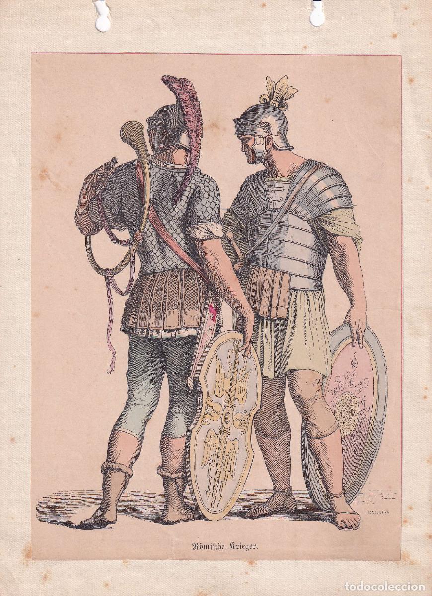 Arte: L&Aacute;MINA COLOREADA GUERREROS ROMANOS (c.1860)