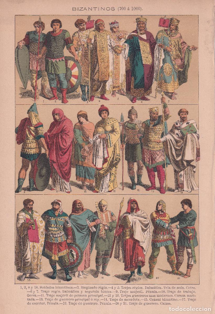 Arte: L&Aacute;MINA COLOREADA VESTIMENTA DE LOS BIZANTINOS (c.1870)