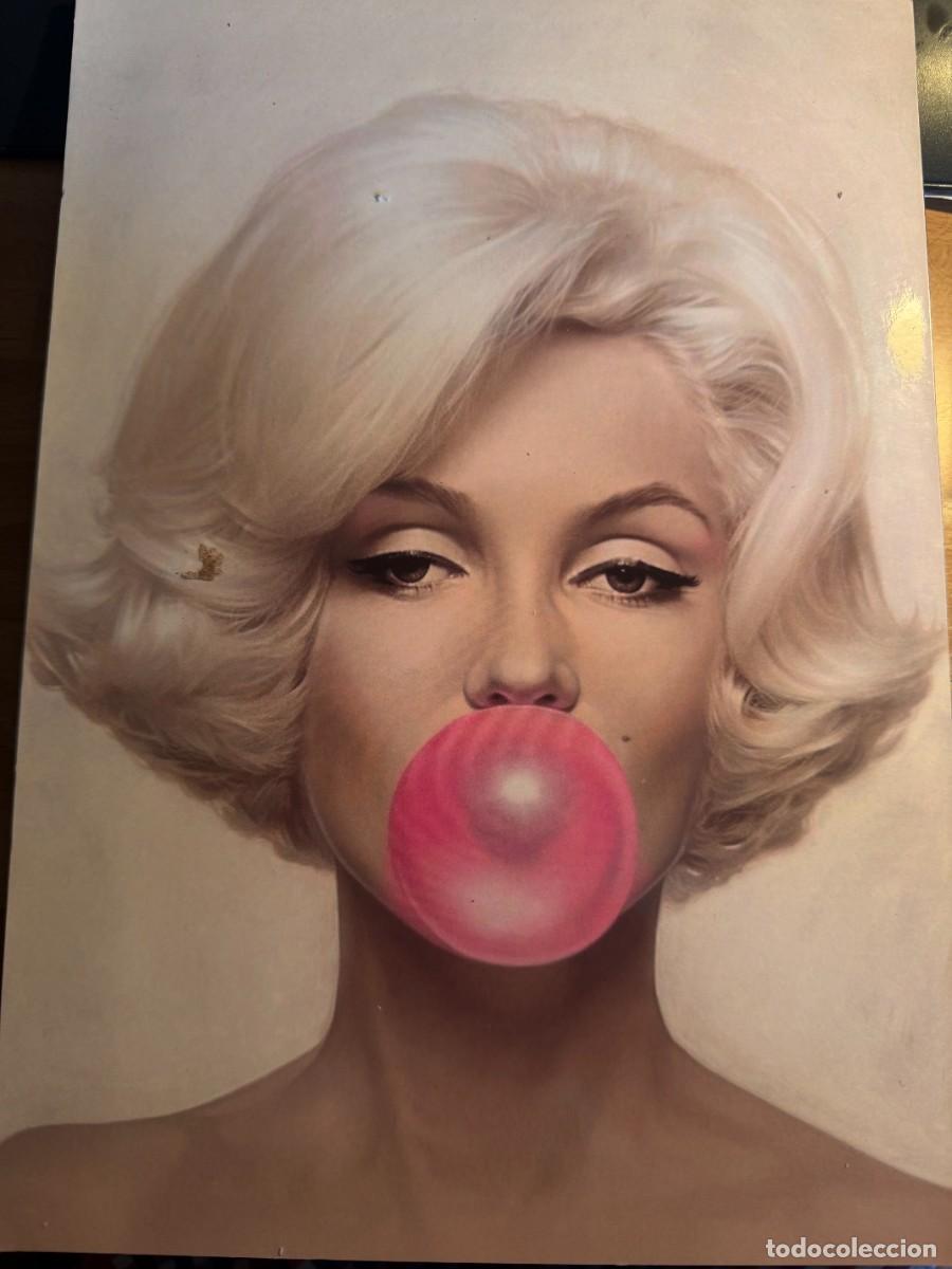 Arte: P- LAMINA SOBRE MADERA DELA ICONICA IMAGEN DE MARILYN MONROE CON UN CHICLE ROSA