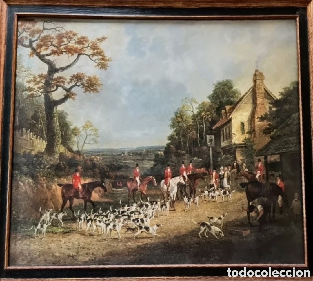 Kunst: L&aacute;mina enmarcada y con cristal que representa una cacer&iacute;a de zorro en Inglaterra.