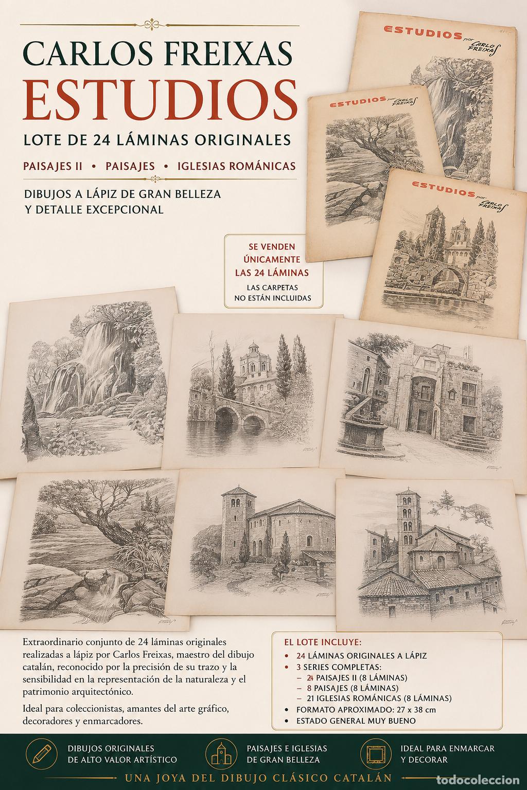Arte: 24 L&Aacute;MINAS ESTUDIOS | CARLOS FREIXAS | PAISAJES E IGLESIAS ROM&Aacute;NICAS | 27 X 38 CM | SIN CARPETAS