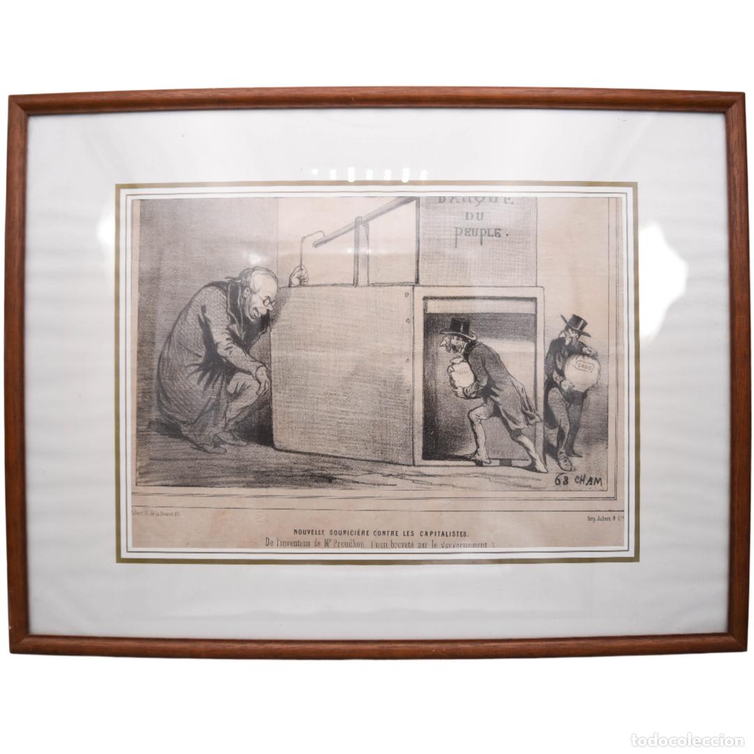 Arte: L&aacute;mina antigua con marco de madera - Foto 2