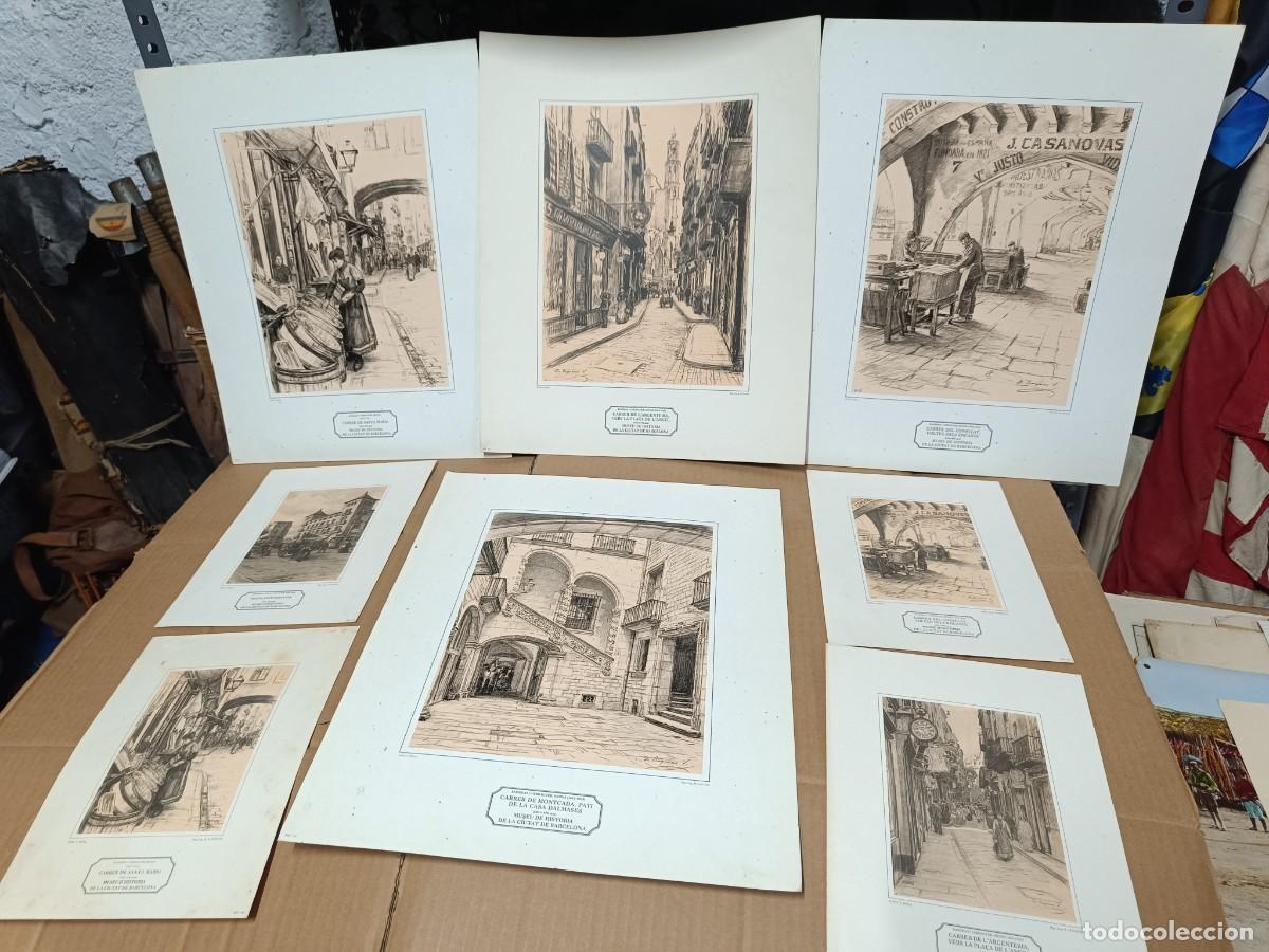 Arte: LOTE DE 8 ANTIGUOS CARTELES LAMINAS, CALLES ANTIGUAS DE BARCELONA 1980, BARRIO GOTICO BORN -M3