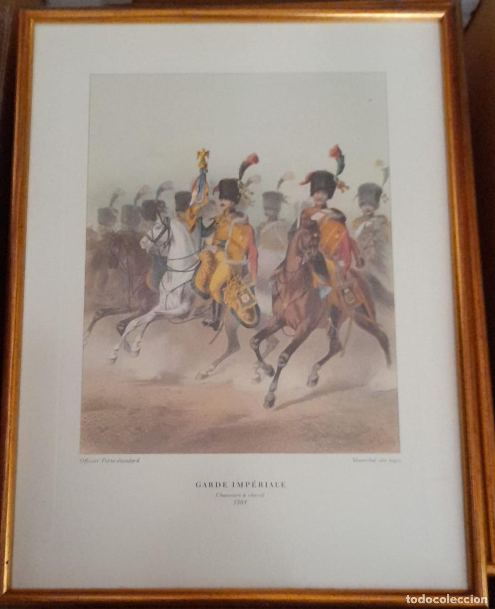 Arte: L&Aacute;MINA DE LITOGRAF&Iacute;A COLOREADA ENMARCADA, GUARDIA IMPERIAL DE NAPOLE&Oacute;N