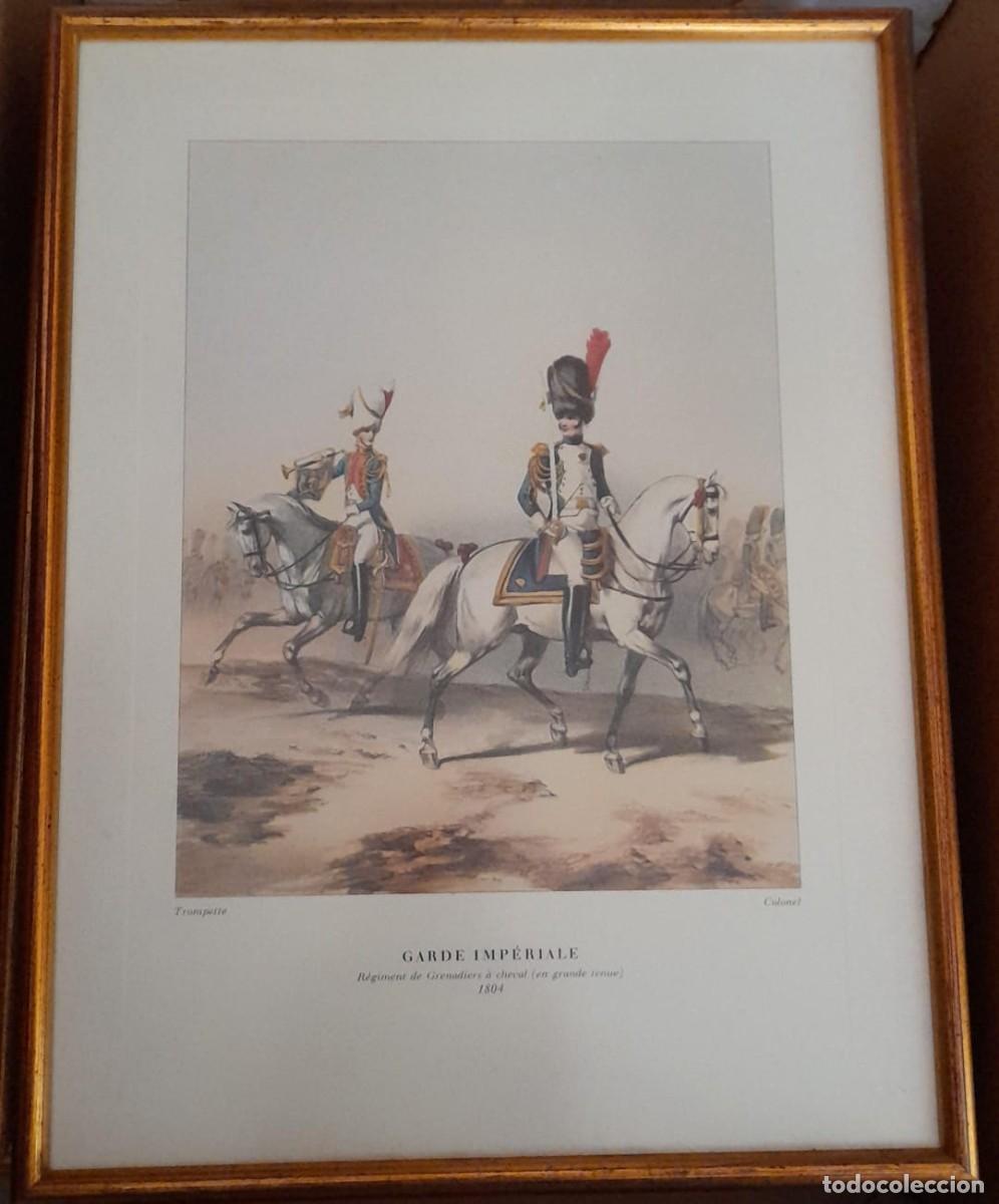 Arte: L&Aacute;MINA DE LITOGRAF&Iacute;A COLOREADA ENMARCADA, GUARDIA IMPERIAL DE NAPOLE&Oacute;N