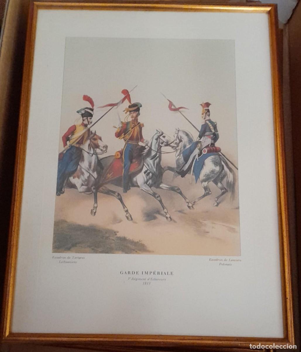 Arte: L&Aacute;MINA DE LITOGRAF&Iacute;A COLOREADA ENMARCADA, GUARDIA IMPERIAL DE NAPOLE&Oacute;N