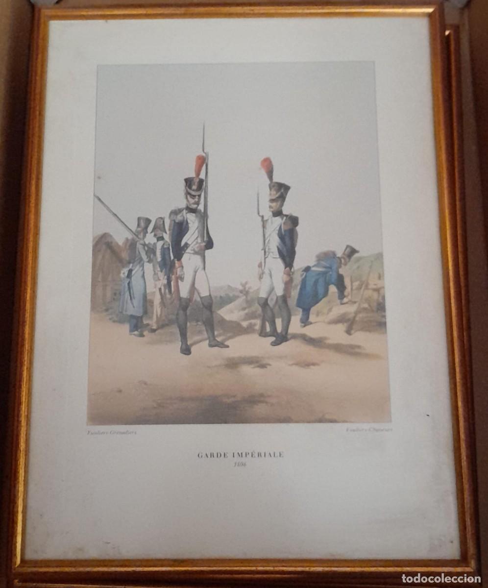 Arte: L&Aacute;MINA DE LITOGRAF&Iacute;A COLOREADA ENMARCADA, GUARDIA IMPERIAL DE NAPOLE&Oacute;N