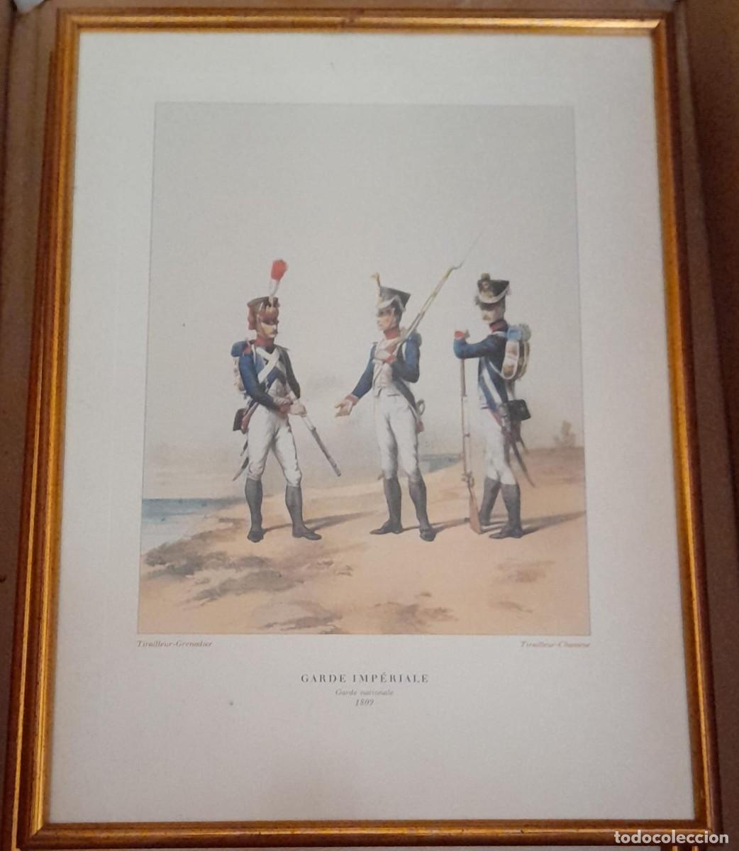 Arte: L&Aacute;MINA DE LITOGRAF&Iacute;A COLOREADA ENMARCADA, GUARDIA IMPERIAL DE NAPOLE&Oacute;N