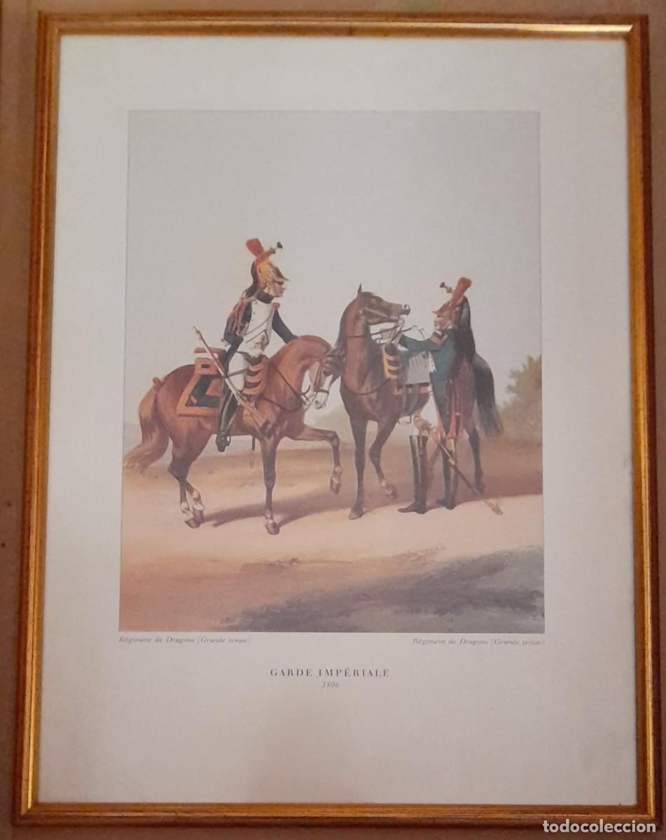 Arte: L&Aacute;MINA DE LITOGRAF&Iacute;A COLOREADA ENMARCADA, GUARDIA IMPERIAL DE NAPOLE&Oacute;N