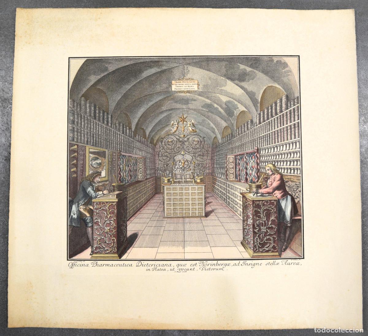 Arte: Officina Pharmaceutica dietericiana, quae est Norinbergae... Farmacia antigua - H. Bolman - P.Decker