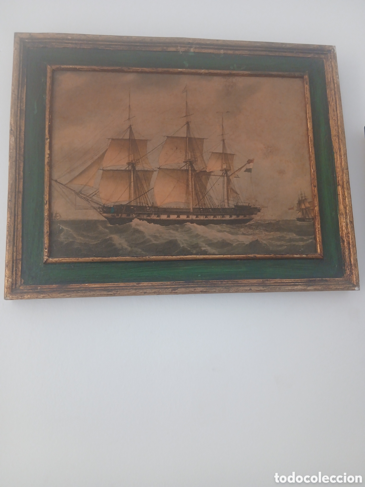 Arte: Antiguo cuadro marinero con velero