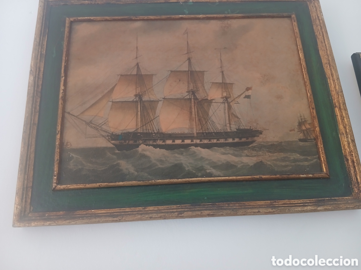 Arte: Antiguo cuadro marinero con velero