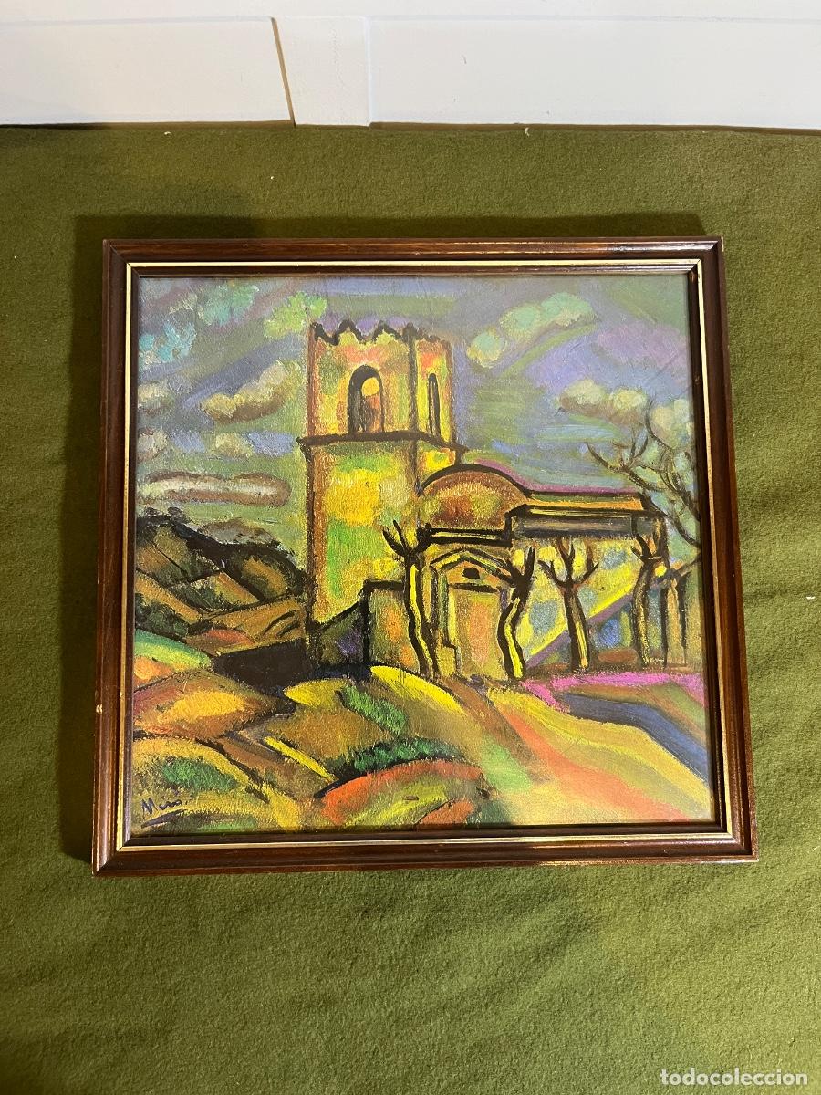 Arte: L&aacute;mina impresa Joan Mir&oacute; Ermita de Sant Joan d'Horta 1917 enmarcada 35x35 cm Reproducci&oacute;n