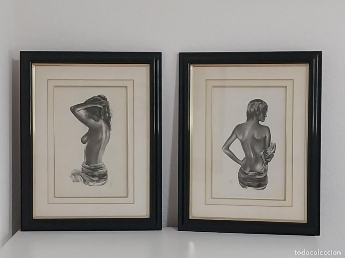 Arte: Pareja de Cuadros Vintage 1985 - Desnudo Art&iacute;stico Femenino